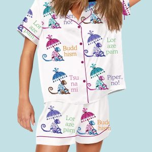 Womens White Lotus Pajama set 1
